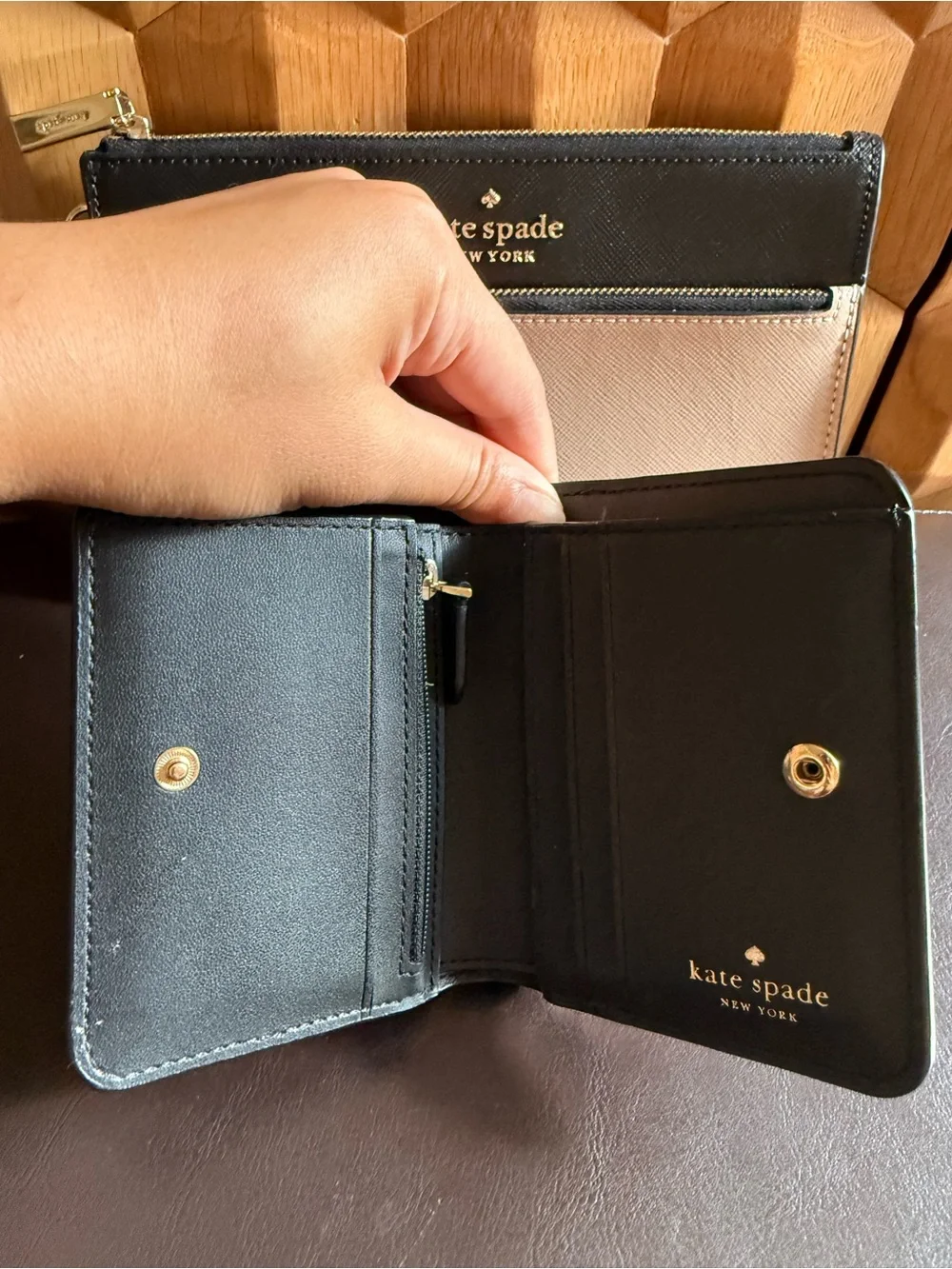 Kate Spade Black and Cream Wallet & Wristlet Set (BUNDLE)